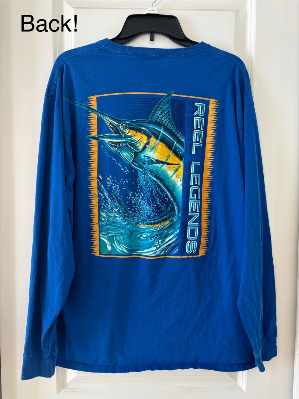 Reel Legends Men’s Long-Sleeve Graphic Tee - Royal Blue with Yellow Accent